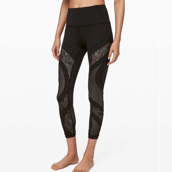 Lululemon Wunder Under High-Rise Tight 25" *Lace black size 6 - Picture 1 of 10